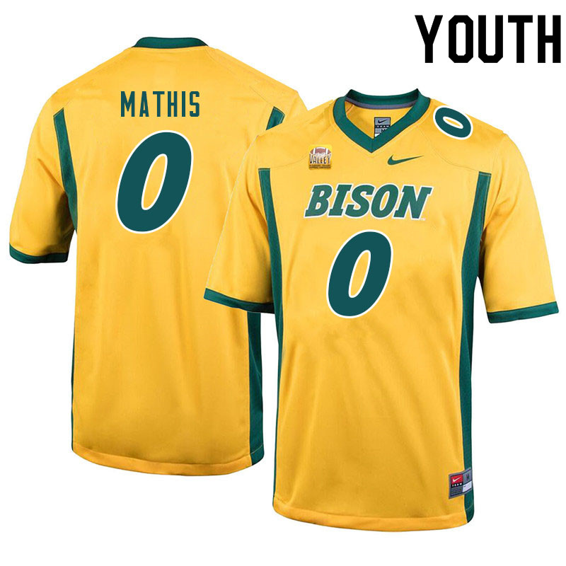 Youth #0 Zach Mathis North Dakota State Bison College Football Jerseys Sale-Yellow - Click Image to Close